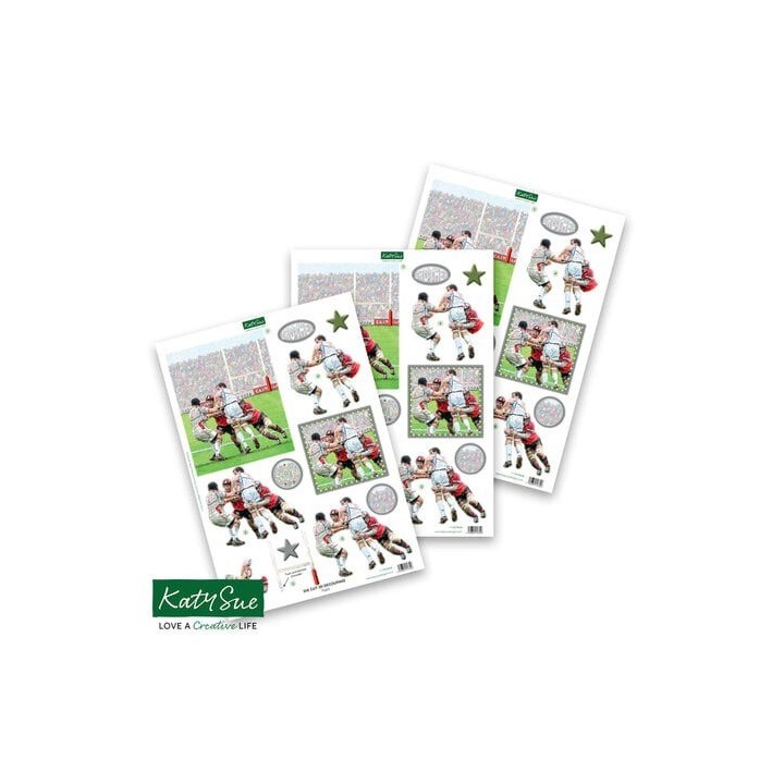 (11-DCD626)Katy Sue Designs Rugby 3D Die-Cut Decoupage (3pcs)