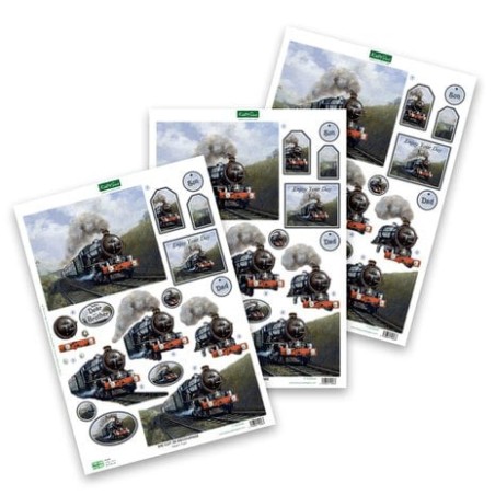 (11-DCD544)Katy Sue Designs Steam Train 3D Die-Cut Decoupage (3pcs)
