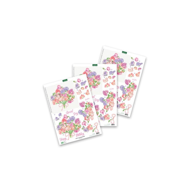 (11-DCD666)Katy Sue Designs Sweet Peas 3D Die-Cut Decoupage (3pcs)