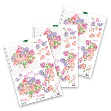 (11-DCD666)Katy Sue Designs Sweet Peas 3D Die-Cut Decoupage (3pcs)