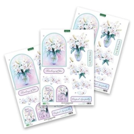 (11-DCD721)Katy Sue Designs Vase of Lilies 3D Die-Cut Decoupage (3pcs)