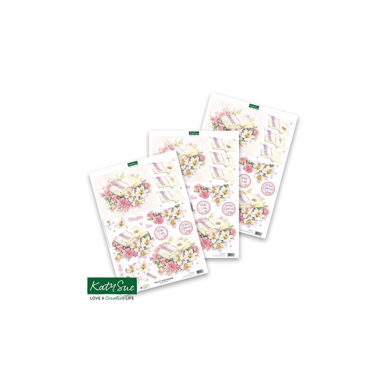 (11-DCD606)Katy Sue Designs Wedding Book & Flowers 3D Die-Cut Decoupage (3pcs)