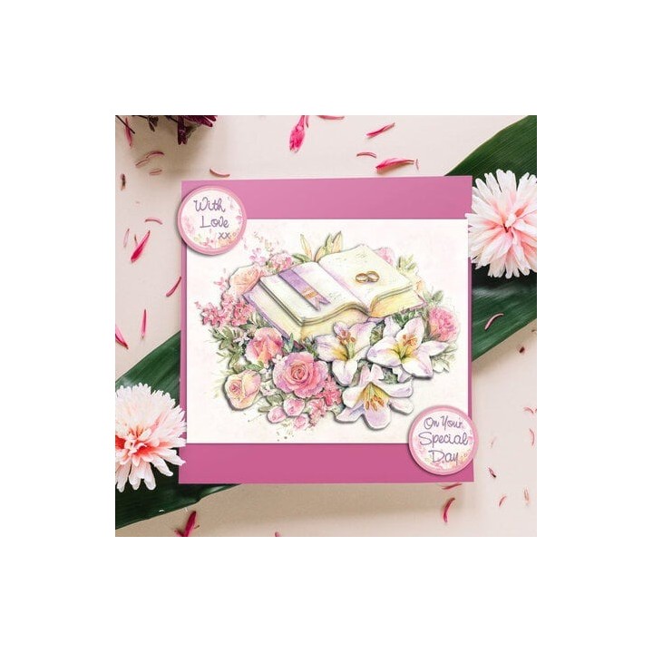 (11-DCD606)Katy Sue Designs Wedding Book & Flowers 3D Die-Cut Decoupage (3pcs)