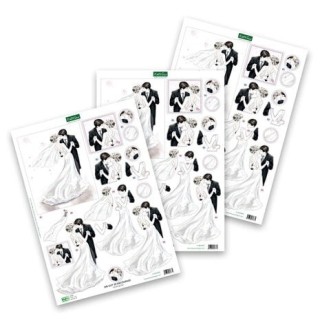 (11-DCD591)Katy Sue Designs Wedding Day 3D Die-Cut Decoupage (3pcs)