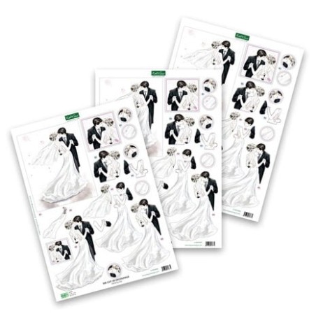 (11-DCD591)Katy Sue Designs Wedding Day 3D Die-Cut Decoupage (3pcs)