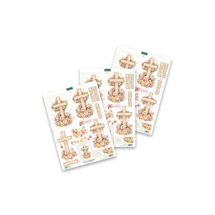 (11-DCD726)Katy Sue Designs Wooden Cross & Roses 3D Die-Cut Decoupage (3pcs)