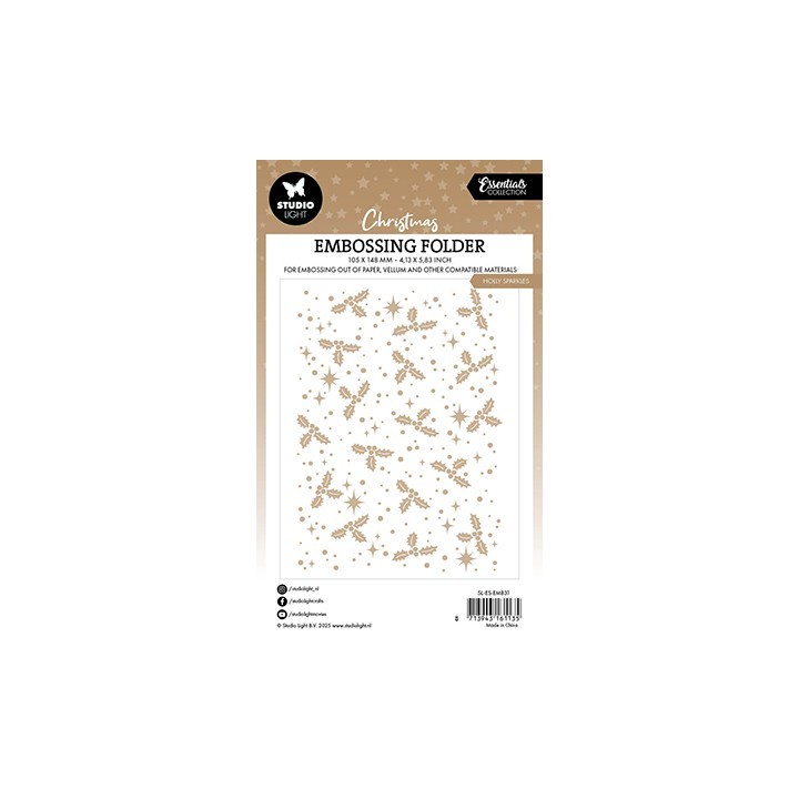 (SL-ES-EMB31)Studio light SL 3D Embossing Folder Holly sparkles Essentials nr.31