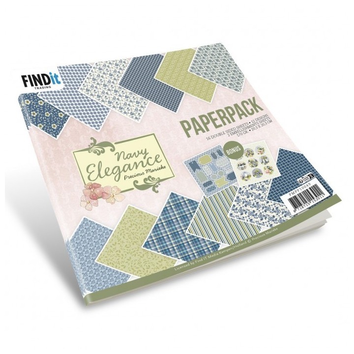 (PMPP10049)Paperpack - Precious Marieke- Navy Elegance 20 x 20 cm