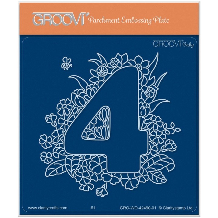 (GRO-WO-42490-01)Groovi® Baby plate A6 Linda's Floral Number 4