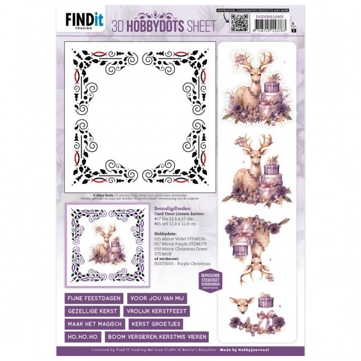 (DODOHS10005)3D Hobbydots Sheet - Berries Beauties - Pastel Purple Christmas 1
