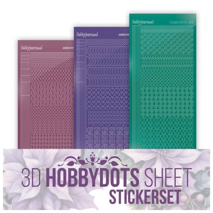 (HSSTS003)Stickerset 3D Hobbydots Sheet - Berries Beauties - Pastel Purple Christmas