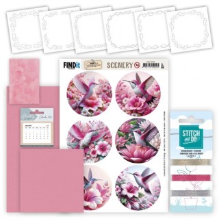 (STDOPWC01)Embroidery Pinwheel Calendar - Berries Beauties - Hummingbirds