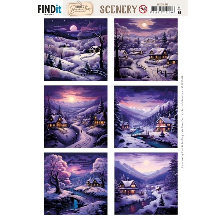 (BBSC10086)Scenery Push out - Berries Beauties - Purple Village - Square