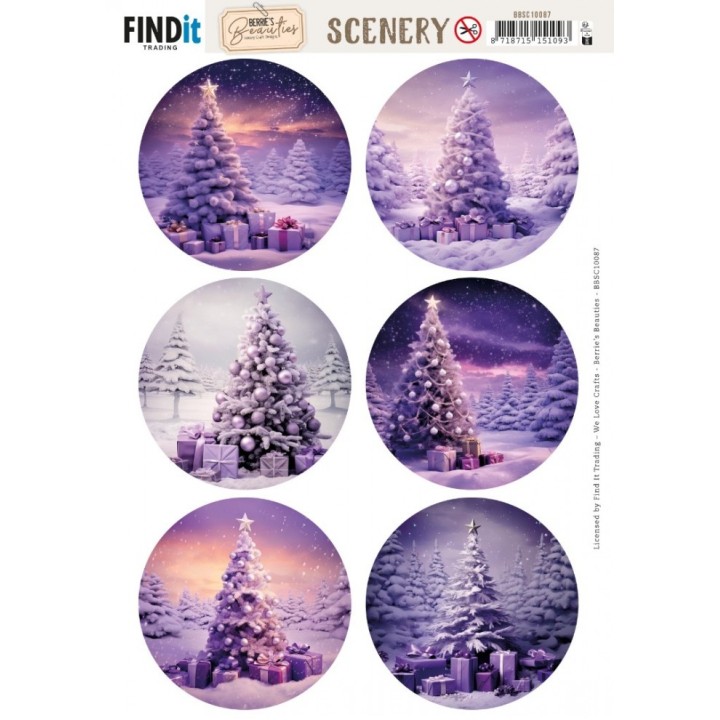 (BBSC10087)Scenery Push out - Berries Beauties - Purple Pines - Round