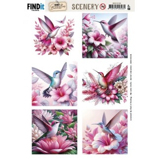 (BBSC10104)Scenery Push out - Berries Beauties - Pastel Hummingbirds - Square