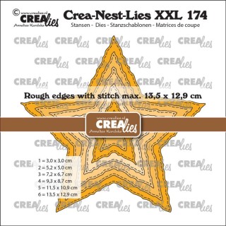 (CLNestXXL174)Crea-Nest-Lies XXL dies no. 174, Stars with rough edges
