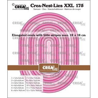 (CLNestXXL175)Crea-Nest-Lies XXL dies no. 175, Elongated Ovals with little stripes