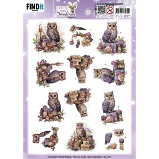 (SB11043)3D Pushout Sheet - Berries Beauties - Pastel Purple Christmas - Owl