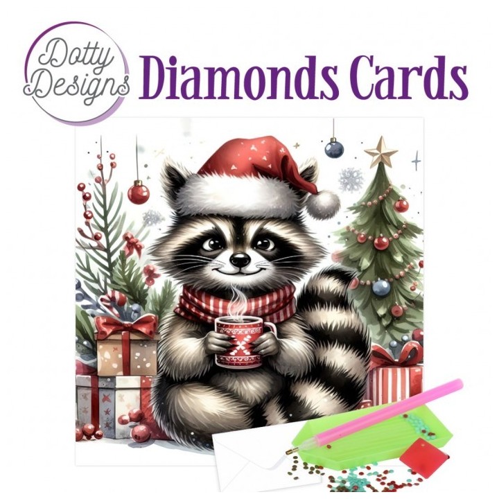 (DDDC1202)Dotty Designs Diamond Cards - Christmas Raccoon