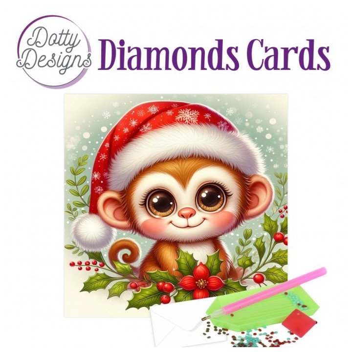 (DDDC1204)Dotty Designs Diamond Cards - Christmas Monkey