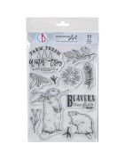 (PS8020)Ciao Bella Forest Tales 6x8 Inch Clear Stamps Beavers Tree Farm
