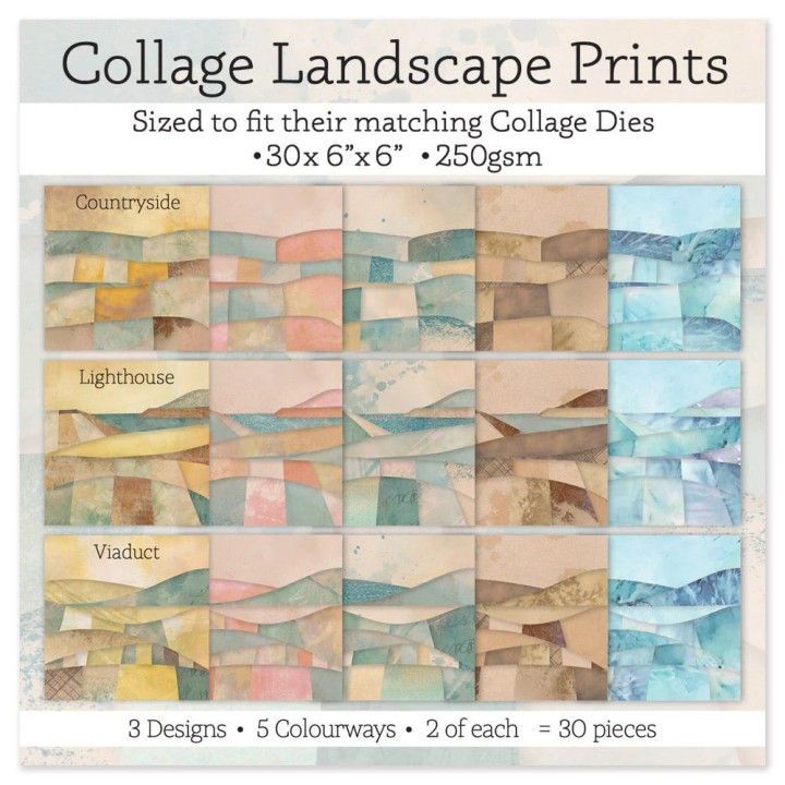(ACC-CA-31820-66)Groovi - Designer paper Collage Landscape Prints - 6" x 6"