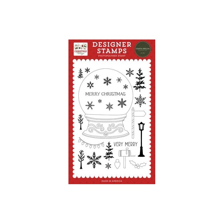 (CBCV458046)Carta Bella Clear Stamp Christmas Village Designer Stamps Build A Snowglobe