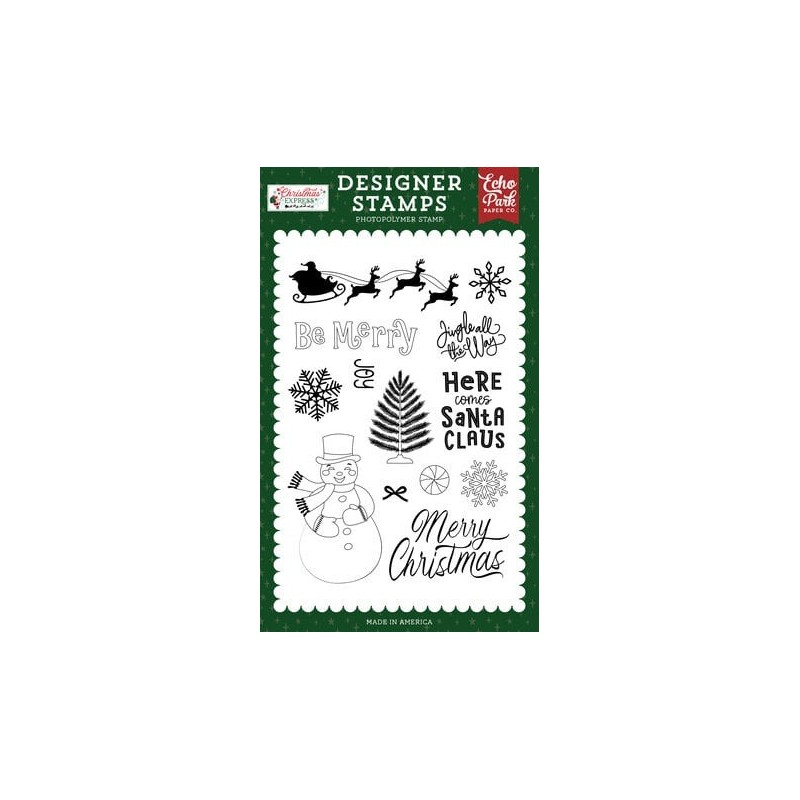 (SCE455045)Echo Park Christmas Express Designer Stamps Here Comes Santa Claus