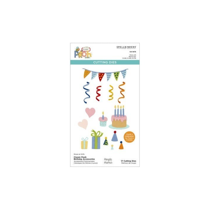 (S4-1476)Spellbinders Say Cheese Classic Pooh Birthday Etched Dies Accessorie