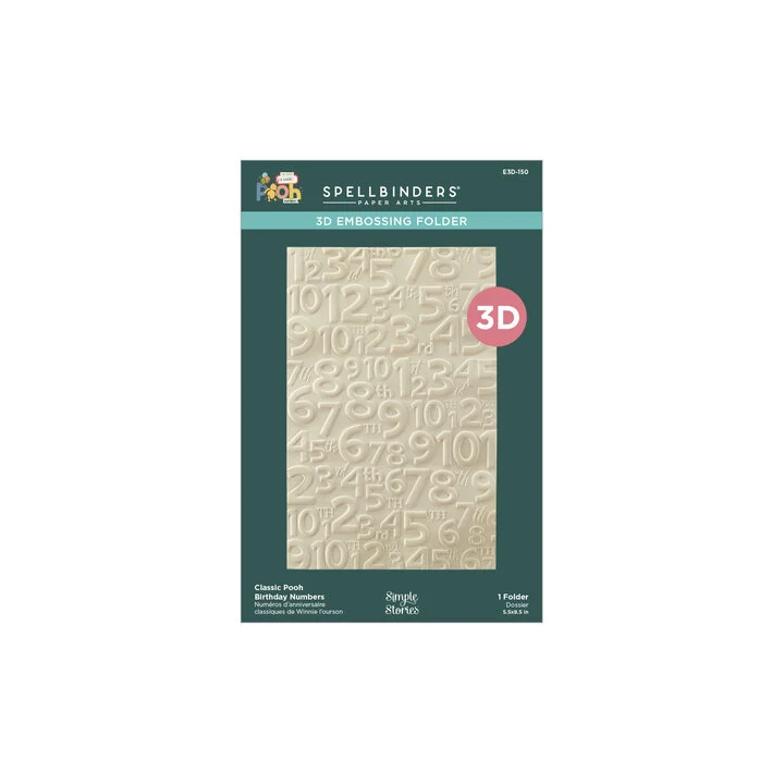 (E3D-150)Spellbinders Say Cheese Classic Pooh Birthday 3D Embossing Folder Numbers
