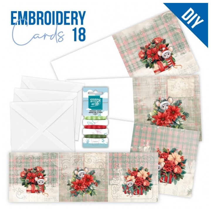 (STDOPP018)Stitch and Do Cards 18 - Yvonne Creations - Floral Christmas
