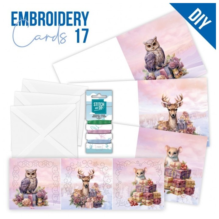 (STDOPP017)Stitch and Do Cards 17 - Berries Beauties - Pastel Purple Christmas