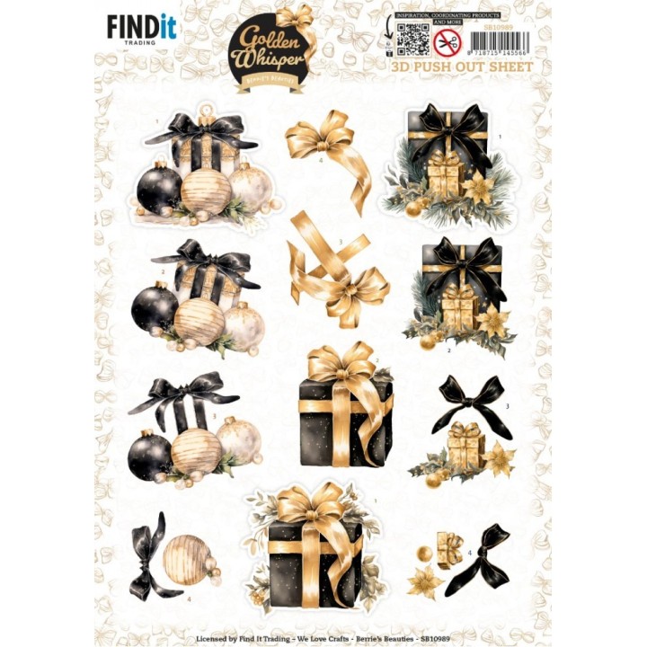 (SB10989)3D Pushout Sheet - Berries Beauties - Golden Whisper - Presents