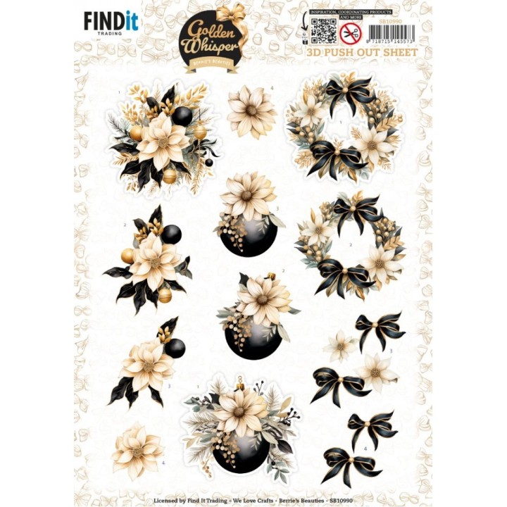 (SB10990)3D Pushout Sheet - Berries Beauties - Golden Whisper - Flowers