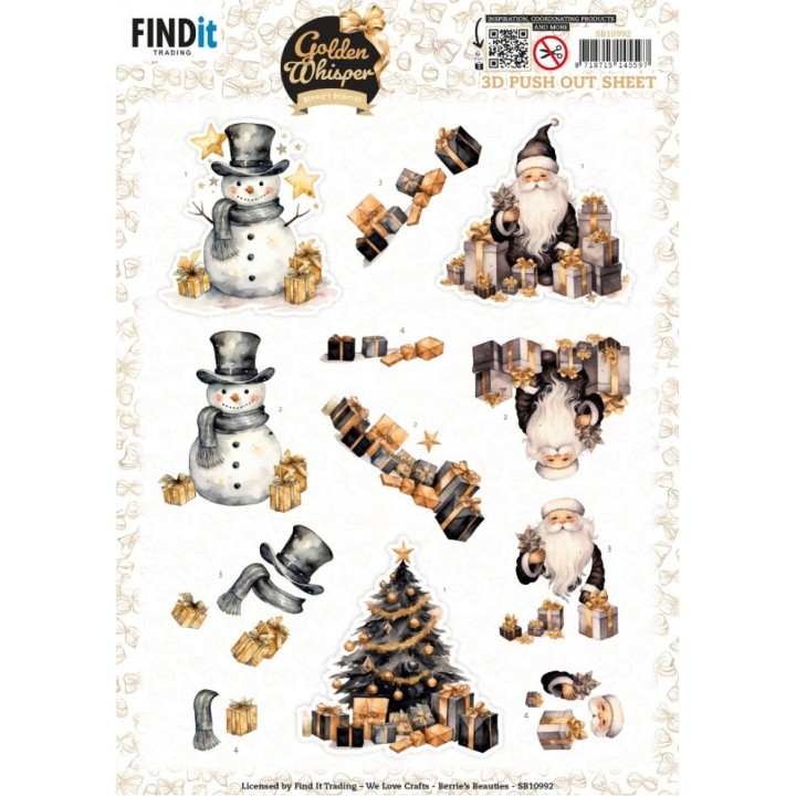 (SB10992)3D Pushout Sheet - Berries Beauties - Golden Whisper - Santa