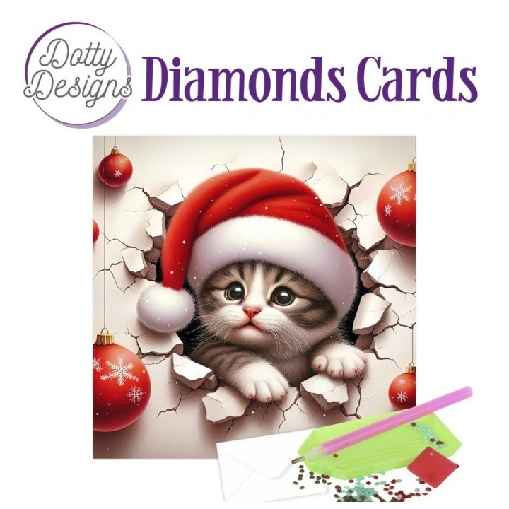 (DDDC1206)Dotty Designs Diamond Cards - Christmas Kitten