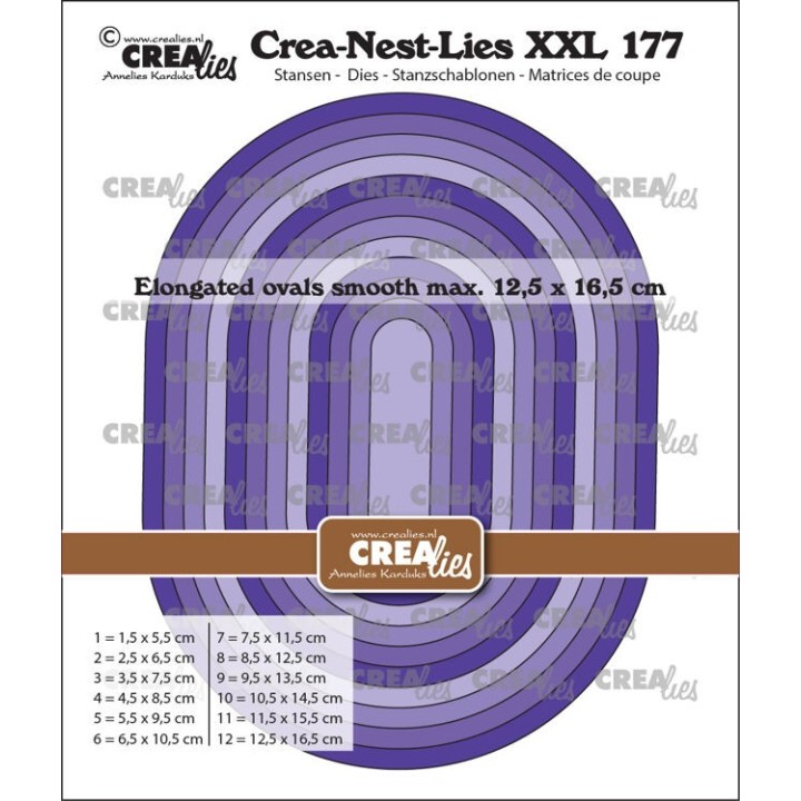 (CLNestXXL177)Crea-Nest-Lies XXL dies no. 177, Elongated Ovals smooth (fits under XXL175)