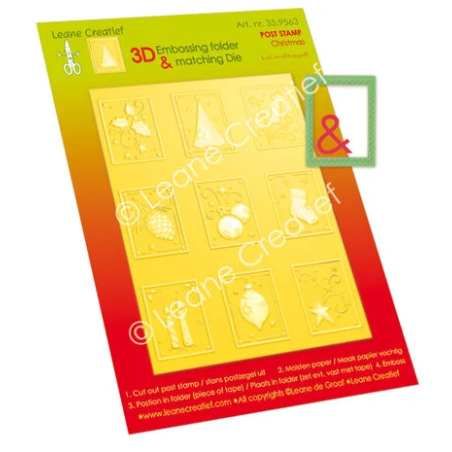 (35.9563)Embossing folder & matching dies Post Stamps Christmas