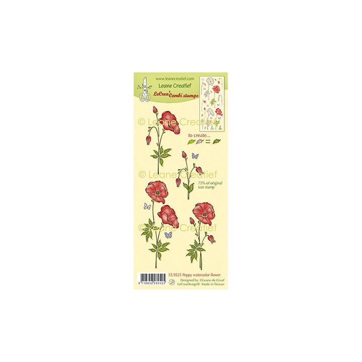 (55.9525)LeCrea - Combi clear stamp Poppy Watercolor Flowers