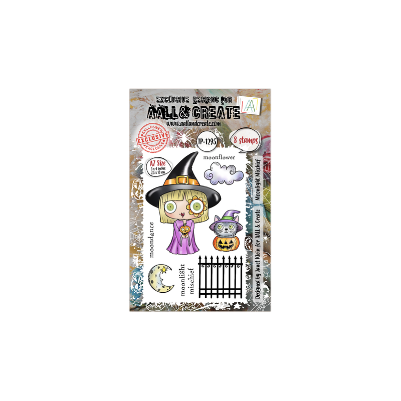 (AALL-TP-1295)Witchlets & Weirdlings A7 Stamp Set Moonlight Mischief