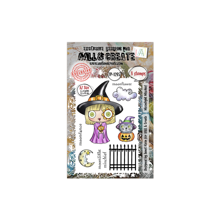 (AALL-TP-1295)Witchlets & Weirdlings A7 Stamp Set Moonlight Mischief