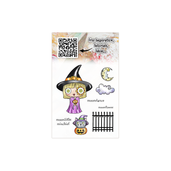 (AALL-TP-1295)Witchlets & Weirdlings A7 Stamp Set Moonlight Mischief