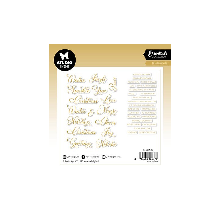 (SL-ES-PE36)Studio Light SL Paper Elements Gold Sentiments Classic Essentials nr. 36