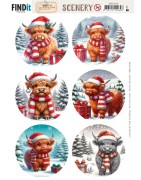 (BBSC10106)Scenery Push out - Berries Beauties - Festive Cows - Round