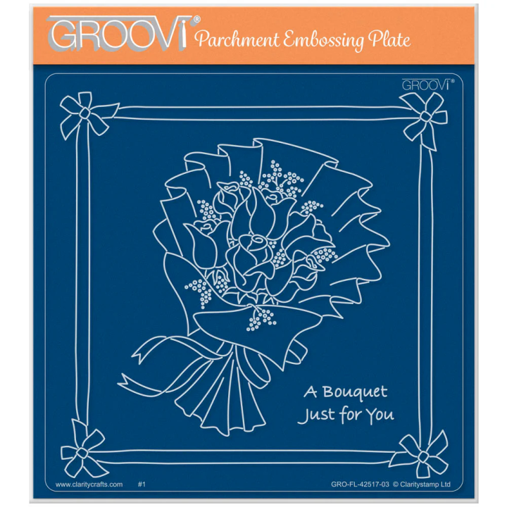 (GRO-FL-42517-03)Groovi Plate A5 Linda's Rose Bouquet A5 Square Groovi Plate