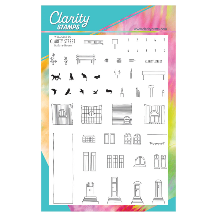 (STA-HO-12184-A5)Clarity Street Build a House A5 Stamp & Mask Set