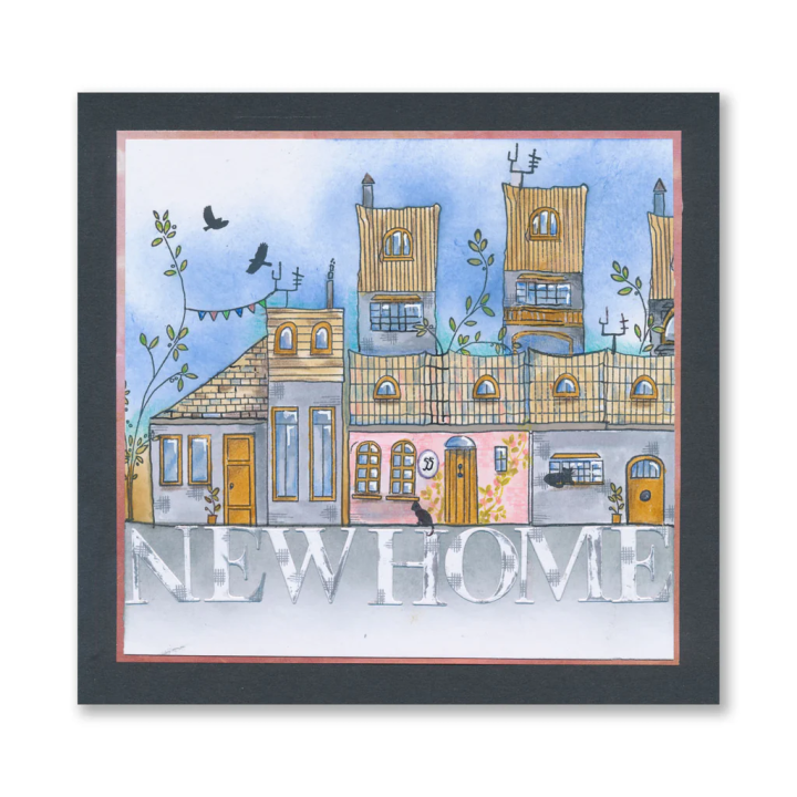 (STA-HO-12184-A5)Clarity Street Build a House A5 Stamp & Mask Set