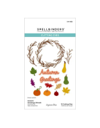 (S4-1456)Spellbinders Texture & Foliage Etched Dies Autumn Greetings Wreath
