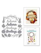 (S4-1456)Spellbinders Texture & Foliage Etched Dies Autumn Greetings Wreath
