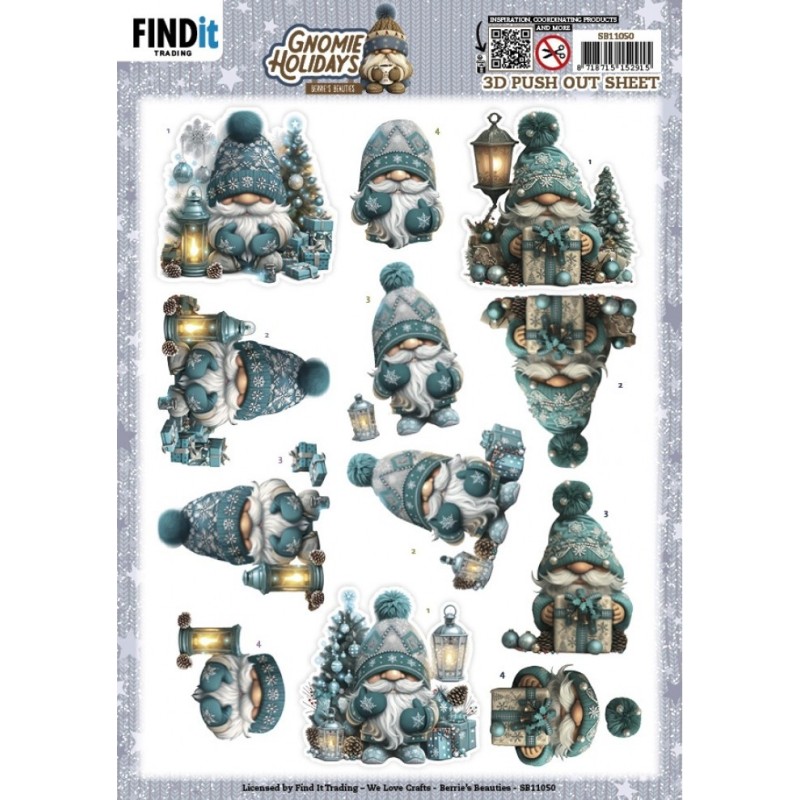 (SB11050)3D Pushout Sheet - Berries Beauties - Gnomie Holidays - Emerald